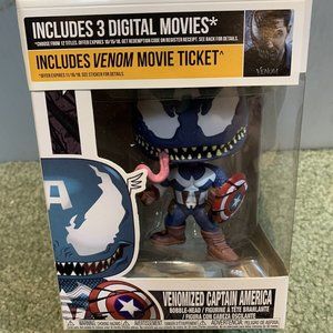 New Funko Pop #364 Venomized Captain America Walmart Exclusive Free Movie Ticket